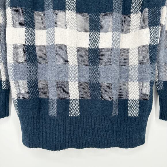 Maison Martin Margiela Plaid Crewneck Sweater Wool Alpaca Blend Open Knit - Picture 8 of 11